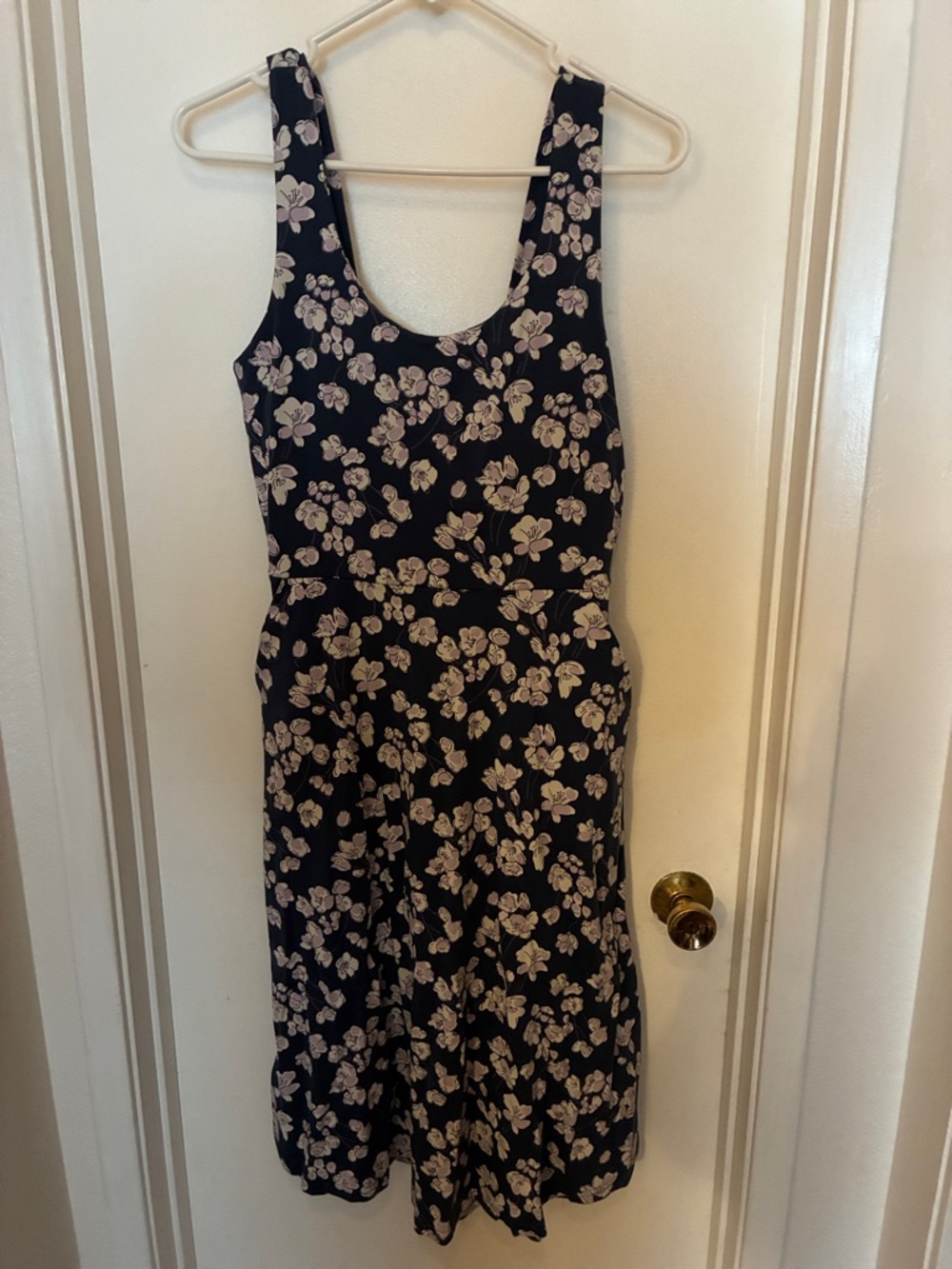 Pact Navy Midi Dress with Cream Floral Print